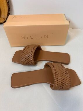 Billini Feva Women's Toffee Braided Slide Sandals Flat Open Toe Size 10